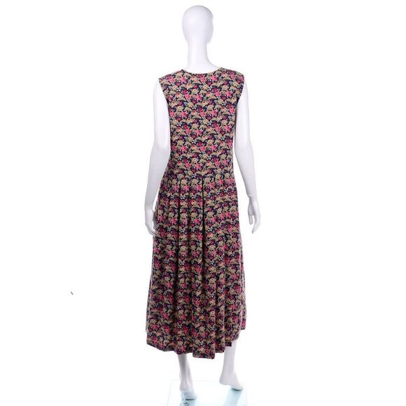 Laura Ashley 1980S FLORAL BUTTON DOWN SLEEVELESS DRESS size 10 Sleeveless - Picture 2 of 10